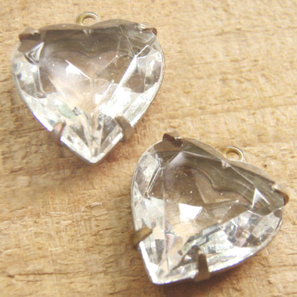 Clear Vintage Glass Heart Jewels