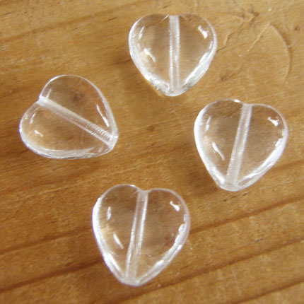 Clear Vintage Glass Heart Beads