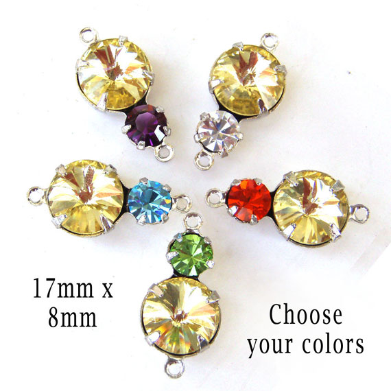 jonquil yellow rivoli jewels with tiny rhinestones...you choose the colors 