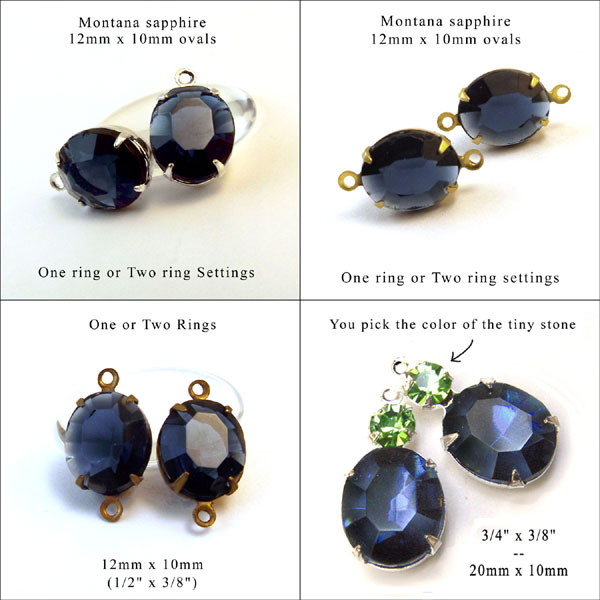 navy blue or montana sapphire vintage oval glass beads