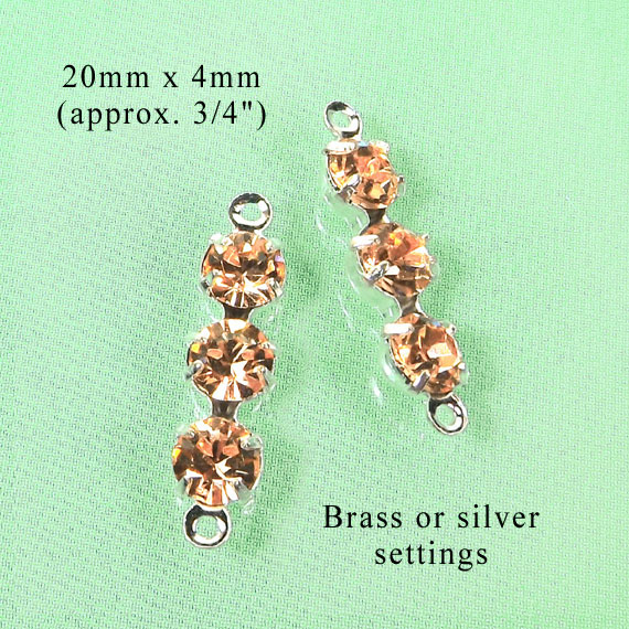 peach rhinestone connector links available in my jewelry supplies shop