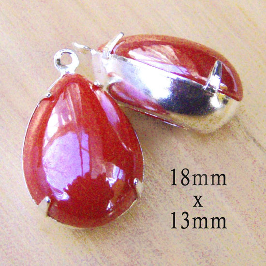 raspberry red glass teardrop beads in my Etsy jewelry supplies shop
