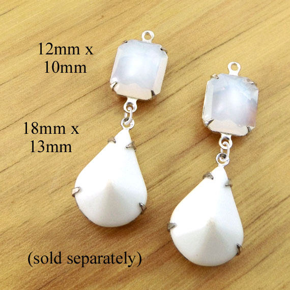 white vintage glass jewels for a DIY bridal earrings design