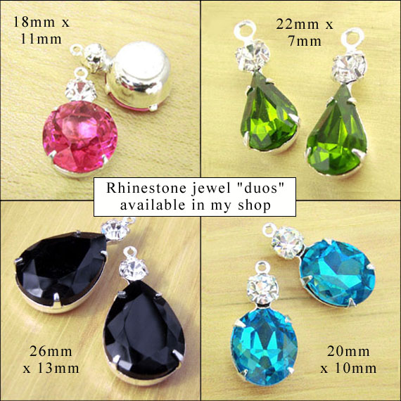 glass and rhinestone jewels available in my onine jewelry supplies shop
