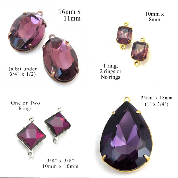 amethyst crystals and glass gems available at weekendjewelry.com