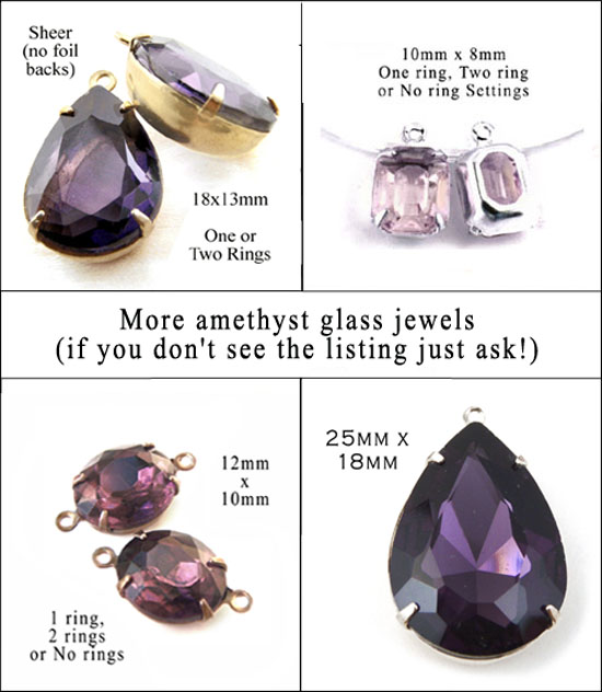 amethyst glass jewels and rhinestones available in my online shop