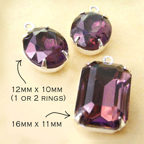 amethyst vintage glass pendant and earring jewels set