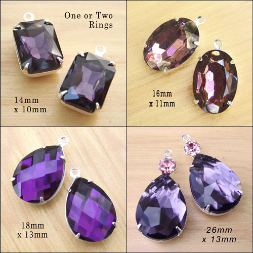 amethyst glass jewels in my Etsy jewelry supplies shop