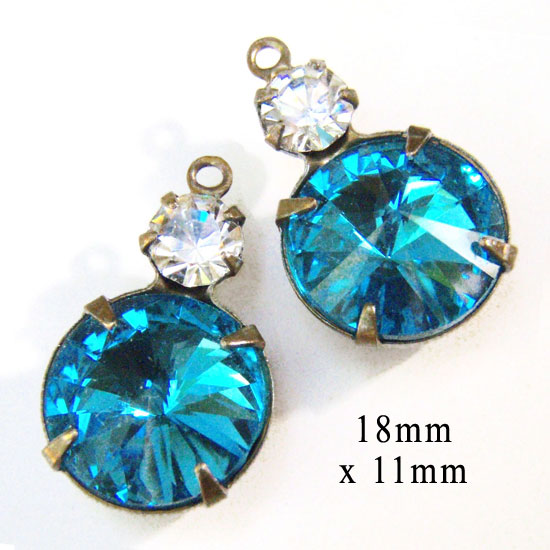 aqua and crystal glass earring jewels