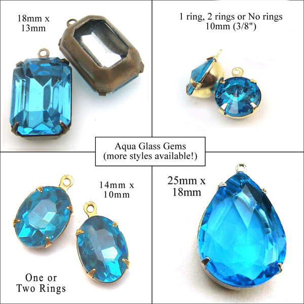 some of the aqua glass gems available in my shop right now.... click through to see more styles and shapes