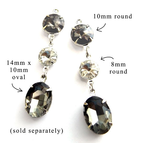 black diamond glass gems with crystal rivoli stones for a great earring design idea