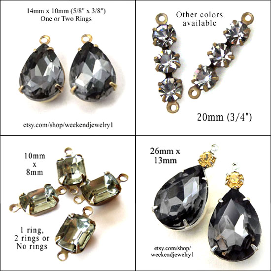black diamond glass jewels for DIY jewelry designs