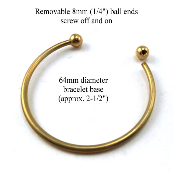 brass torque bracelet with removeable ball ends