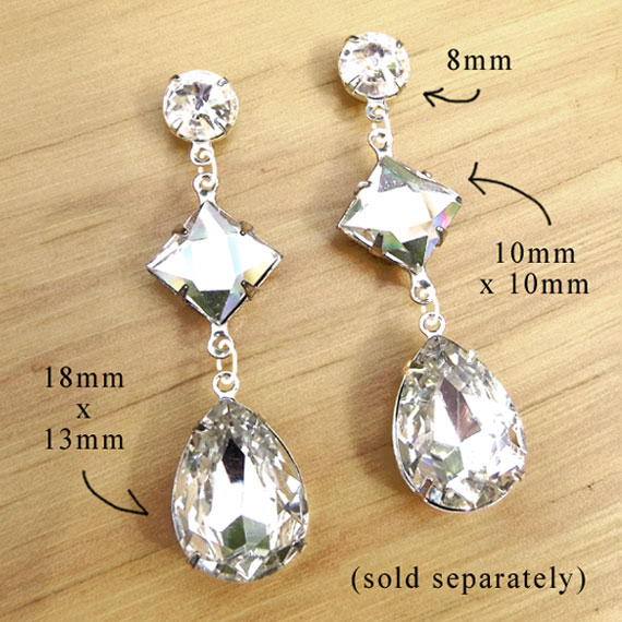 bridal earrings design idea featuring crystal rhinestones preset in silver prong settings