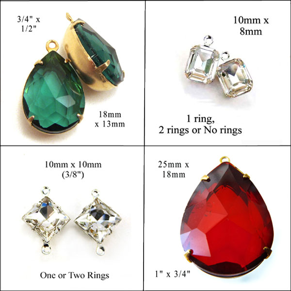 red, green and sparkling crystal glass gems for Christmas jewelry