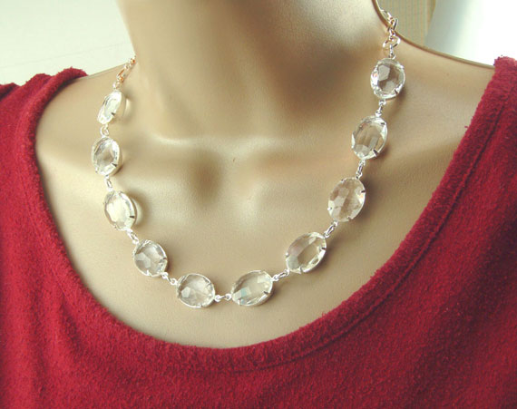 clear jewel necklace with stones from  my Etsy shop