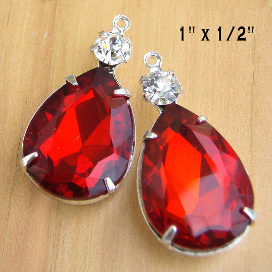 Red and Crystal Earring Jewels in my Etsy jewelry supplies shop