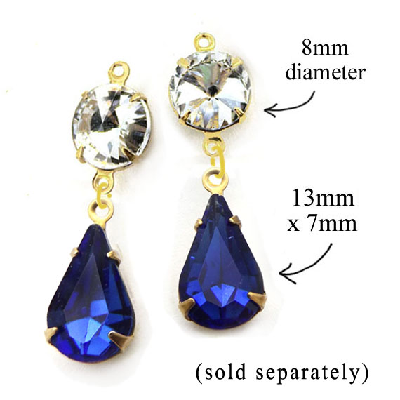 crystal rounds and petite sapphire glass pear jewels available in my jewelry supplies shop