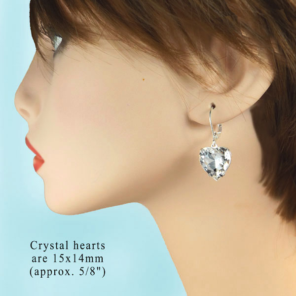 crystal heart jewels in classic bridal earrings