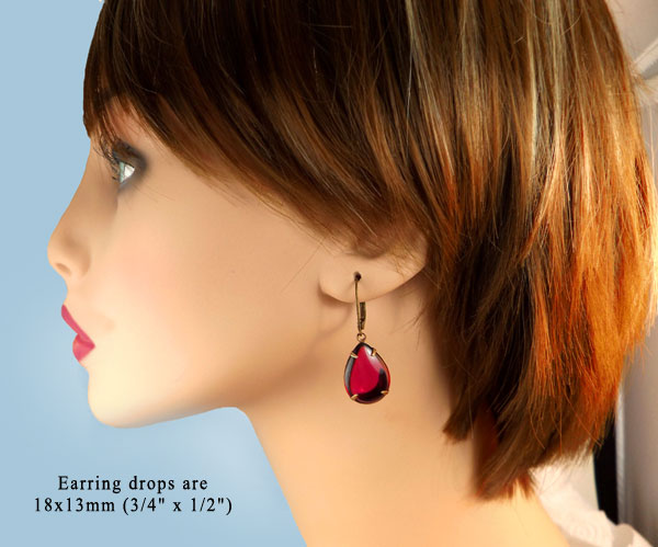 fuschia pink vintage glass jewel earrings