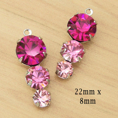 fuschia pink glass jewel earring charms