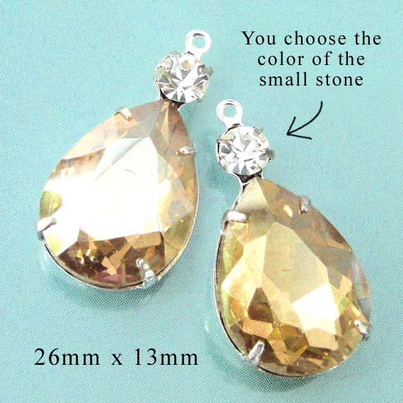 golden tan or champagne or light colorado topaz rhinestone teardrops paired with tiny crystal rhinestones for great prom jewelry