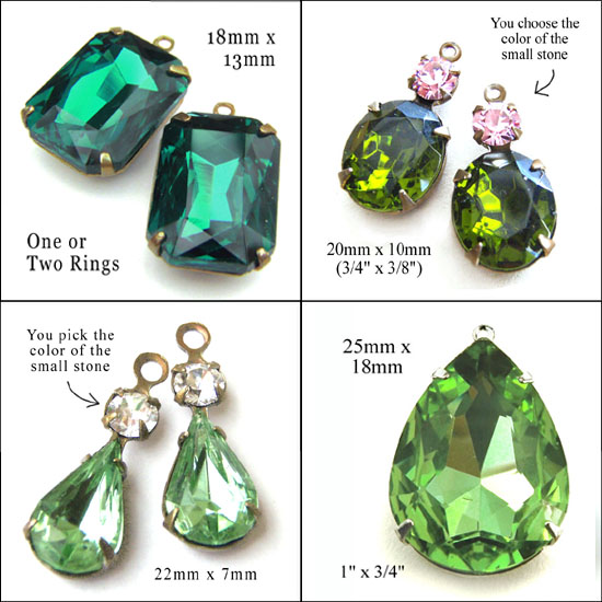 green glass jewels available in my online jewelry supplies shop