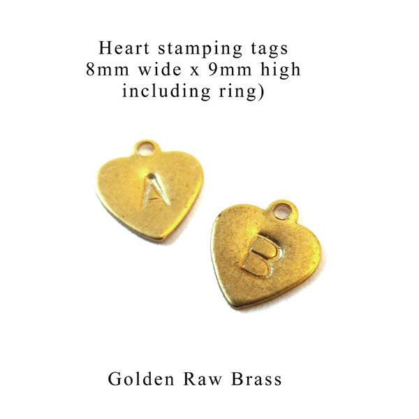 golden brass heart shaped stamping tags for personalized jewelry