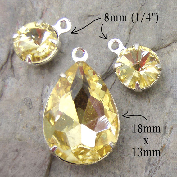 jonquil yellow glass pendant earring jewels set