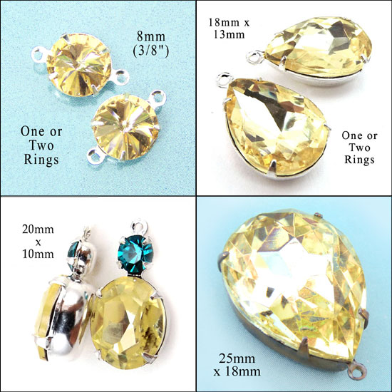 jonquil yellow glass jewels and cabochons in my Etsy jewelry supplies store