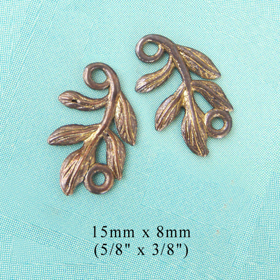 bronze finish leaf spray nature links or charms
