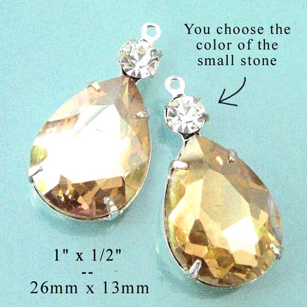 light colorado topaz teardrops paired with tiny rhinestones for DIY pendants and earrings