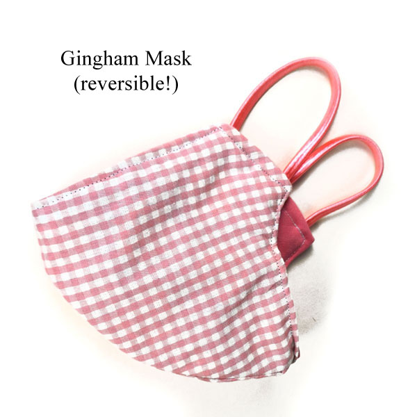 pink gingham handmade mask