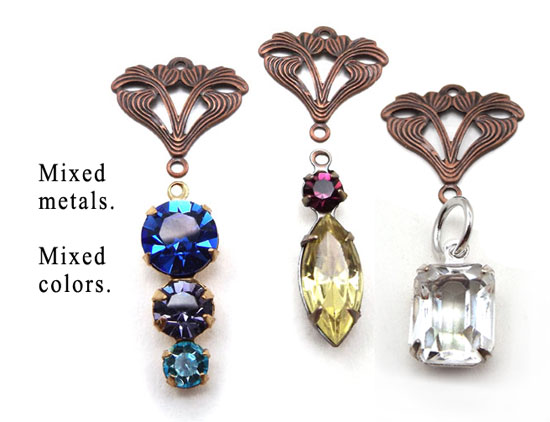 mixed jewel colors and mixed metals - DIY earring ideas