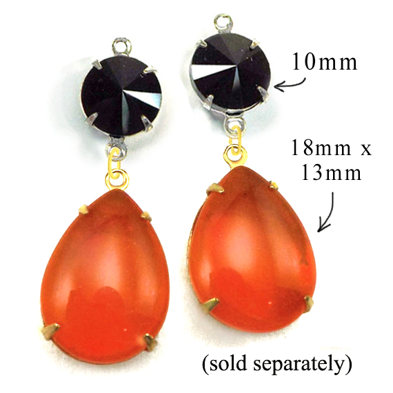 Halloween jewelry design idea featuring black glass jewels and vintage orange teardrops