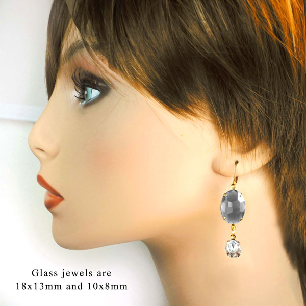 oval glass gems used in new, classic earrings