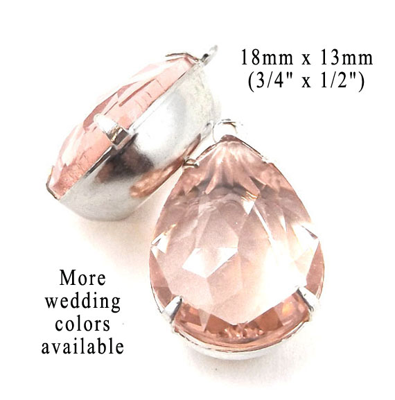 sheer peach rhinestone teardrops for earrings and pendants