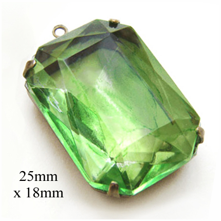 peridot green glass octagon pendant jewel