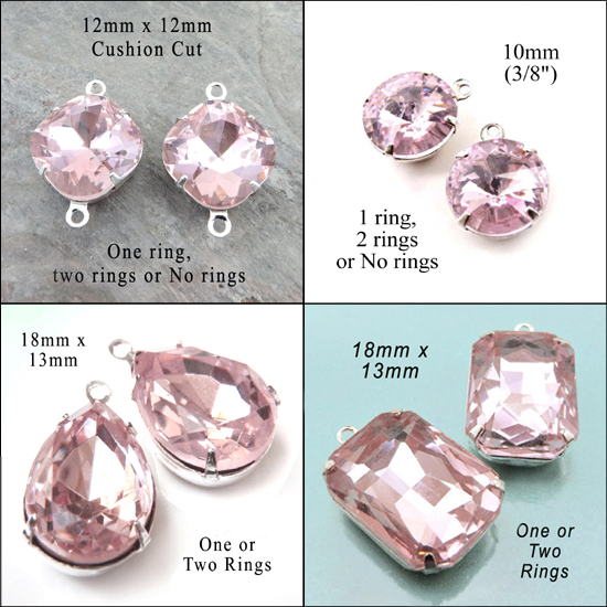 light pink glass gems and jewels in my jewelry supplies shop