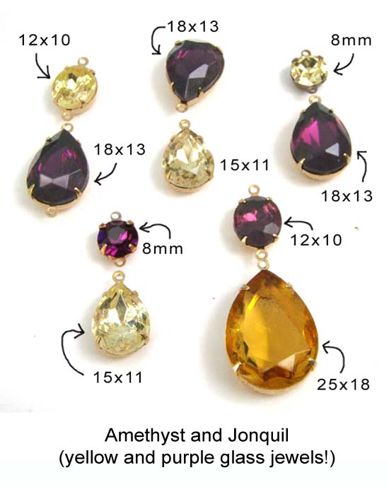 amethyst and jonquil... purple and yellow glass jewels