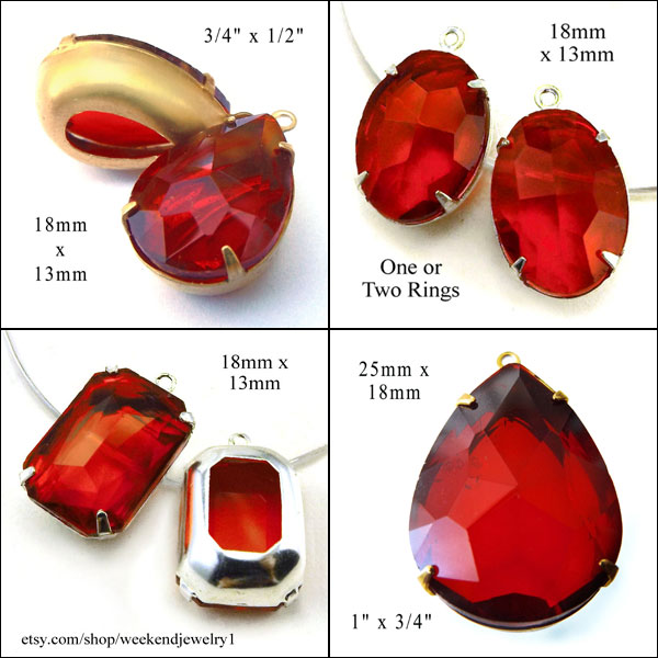 red glass jewels for your do it yourself jewelry