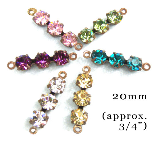 Six colors vintage style glass jewel connectors