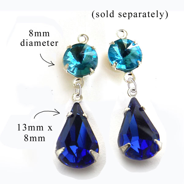 do it yourself earrings design idea featuring slender sapphire blue pears and aqua faceted round glass gems