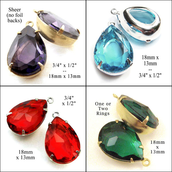 sheer crystal glass pear jewels for DIY pendants and earrings