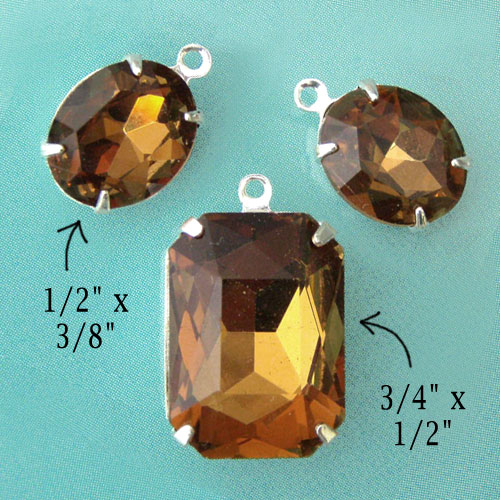 smoky topaz glass jewels set in my jewelry supplies online shop