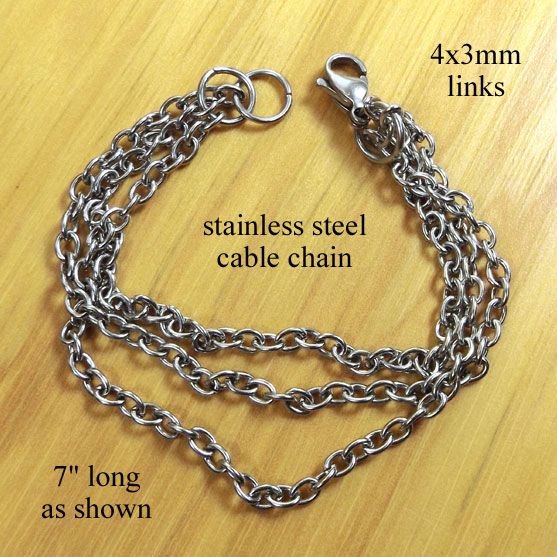 stainless steel chain bracelet with lobster clasp - custom sized