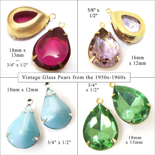 vintage glass gems for sale in my online jewelry supplies shop, etsy.com/shop/weekendjewelry1