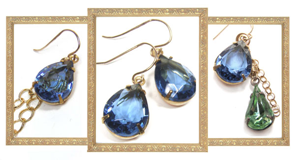 Montana Sapphire Vintage Rhinestone Jewel Earrings - Variations on a Theme