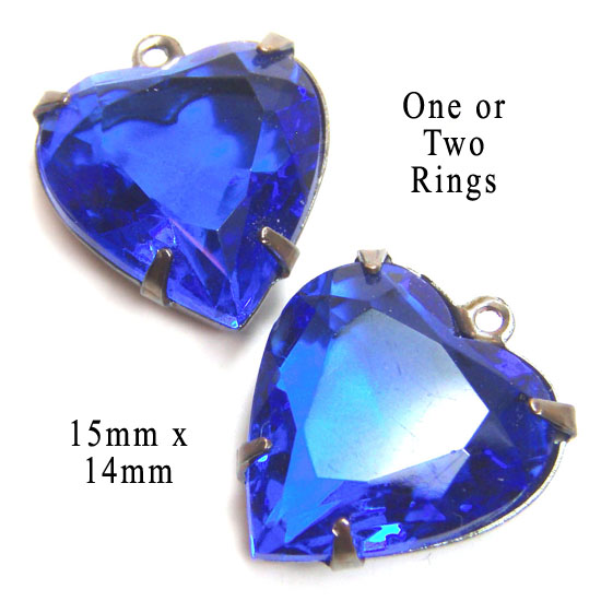 sapphire blue...royal blue...glass heart jewels